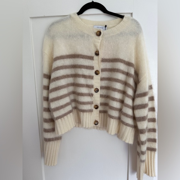 LA LIGNEStriped brushed cashmere Women's cardigan
